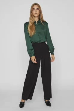 Camisa satinada manga larga