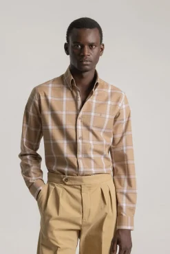 Camisa slim algodón cuadro tartán