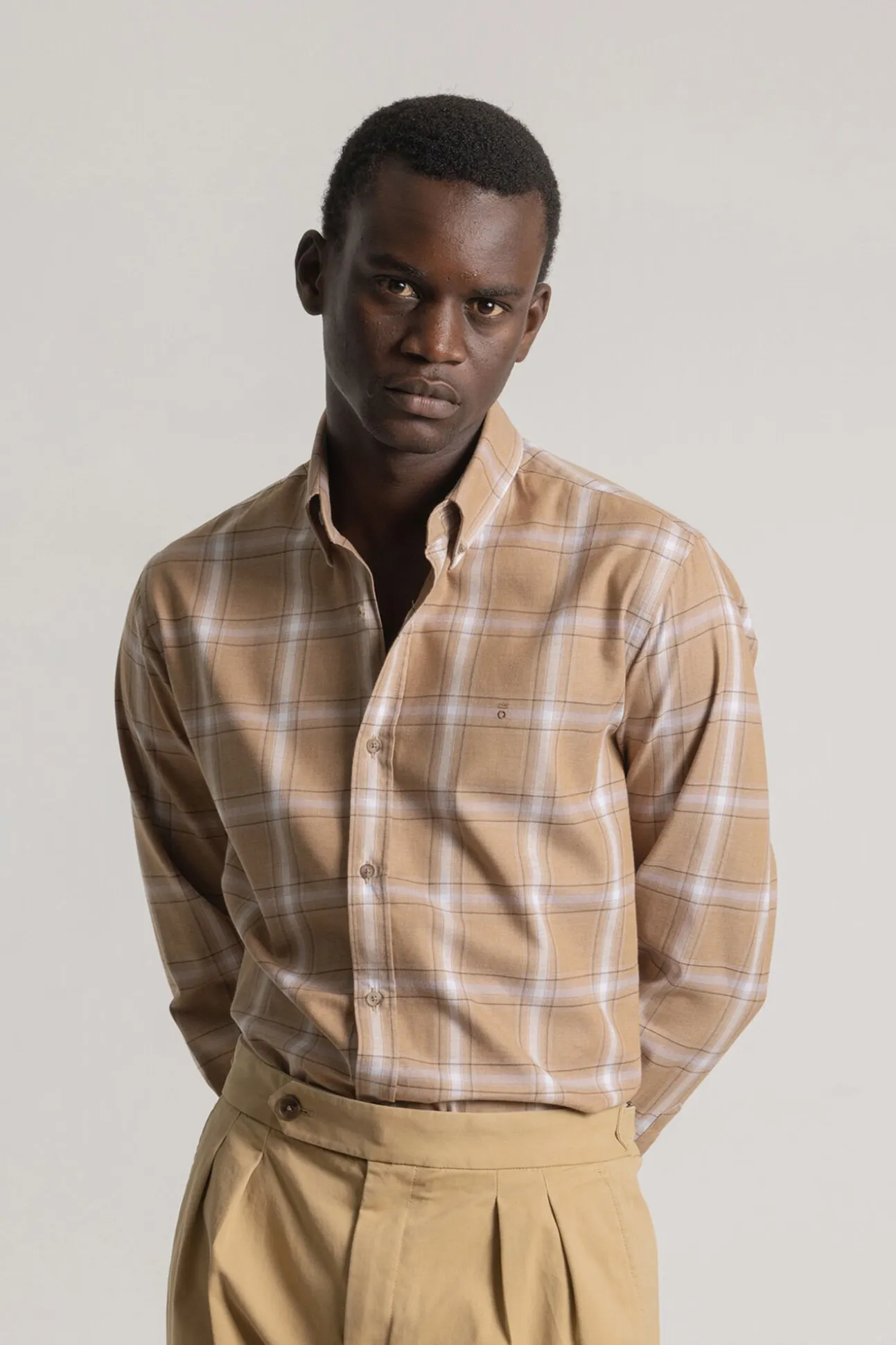 Camisa slim algodón cuadro tartán