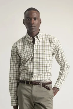 Camisa slim algodón cuadro tartán