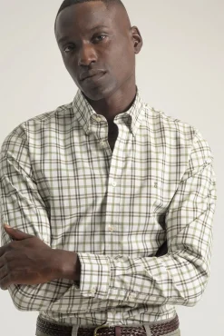 Camisa slim algodón cuadro tartán