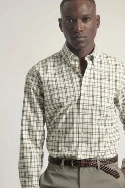 Camisa slim algodón cuadro tartán