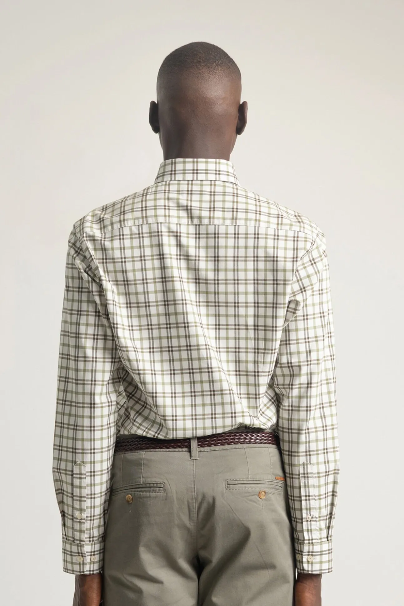 Camisa slim algodón cuadro tartán