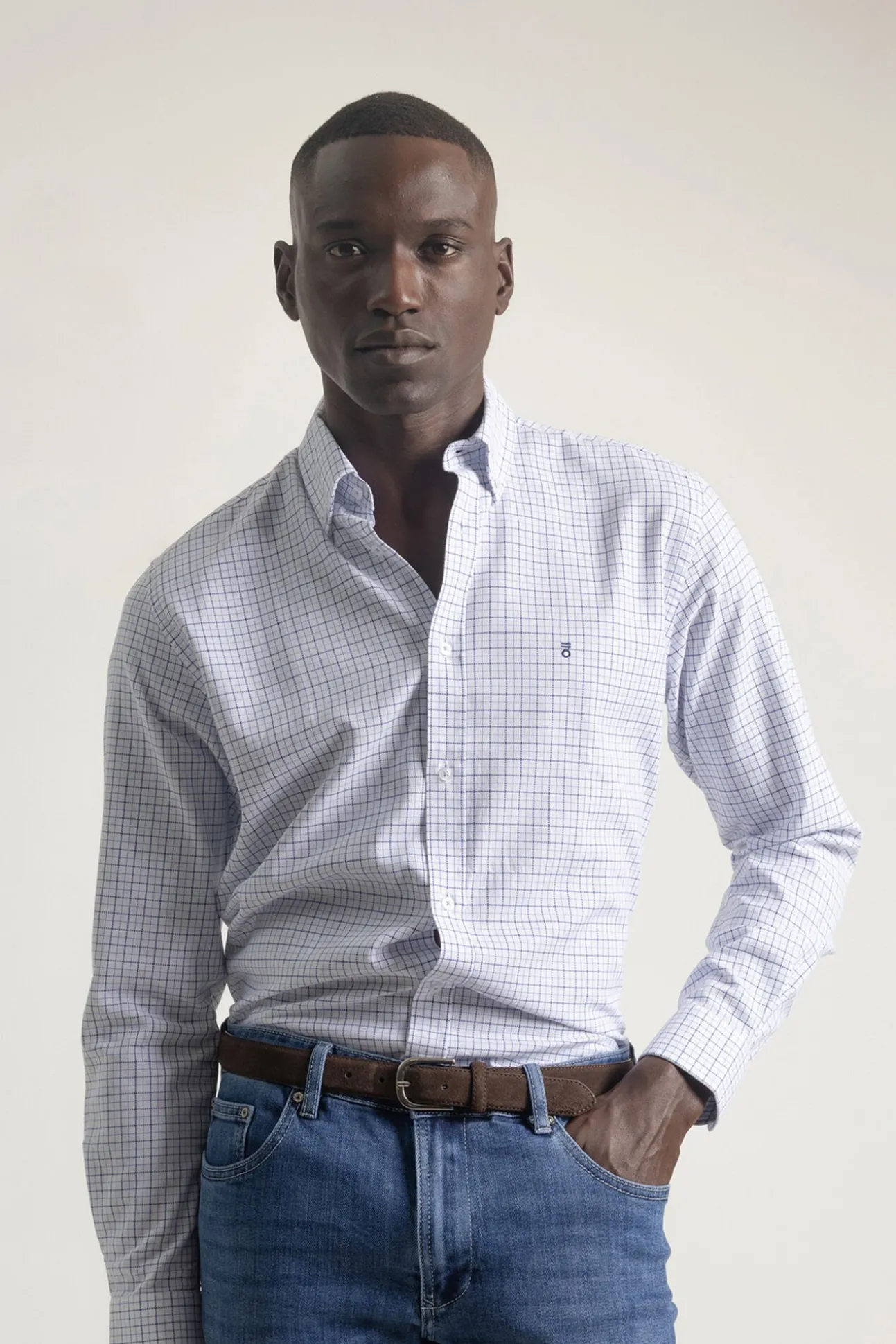 Camisa slim fit algodón cuadros