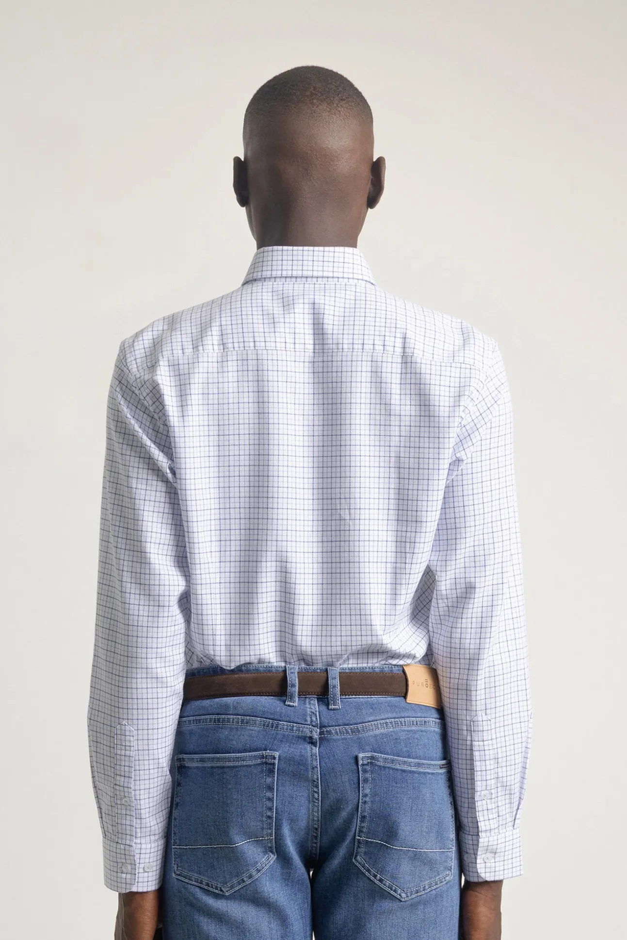 Camisa slim fit algodón cuadros