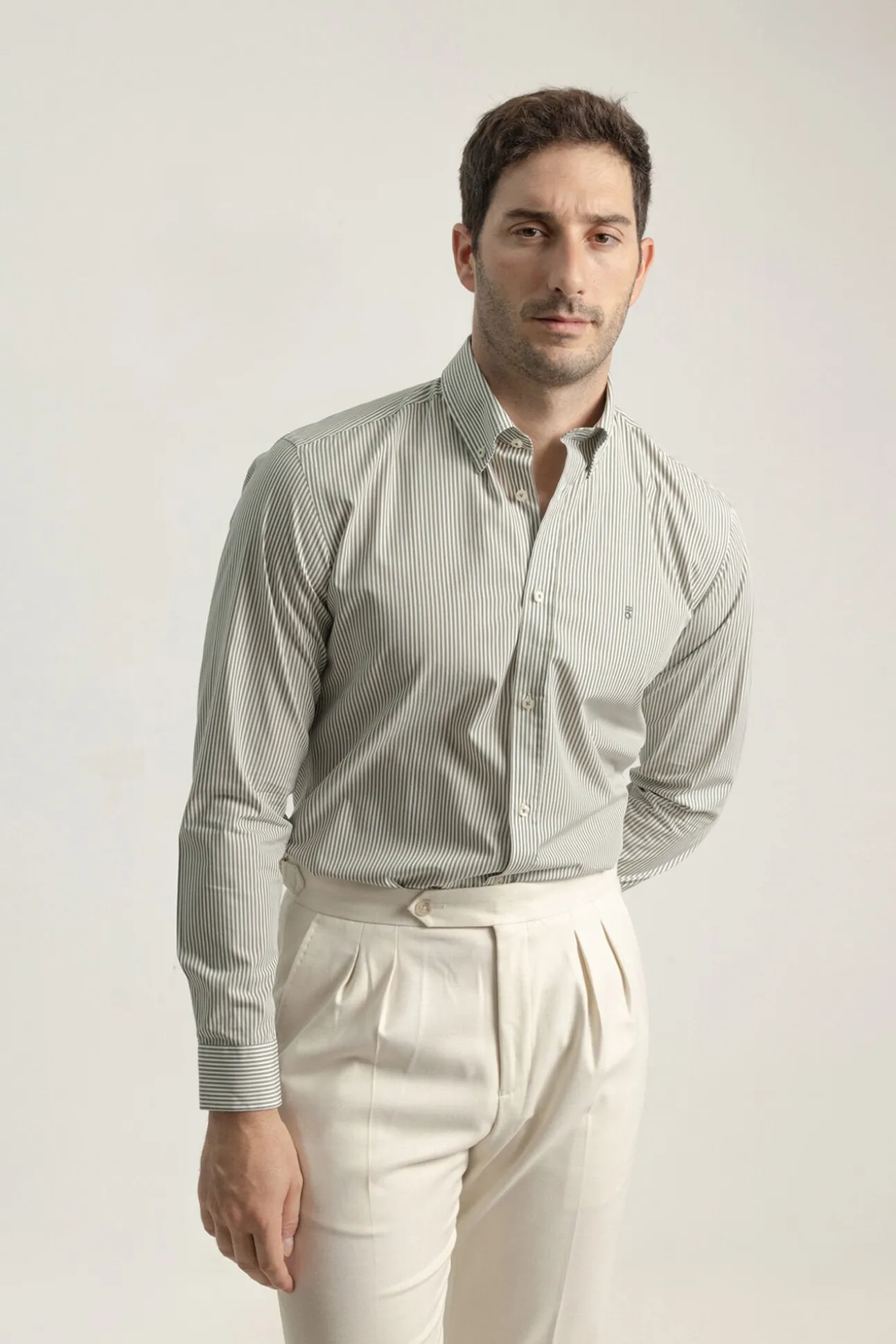 Camisa slim fit algodón rayas