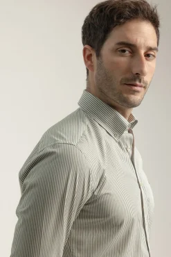 Camisa slim fit algodón rayas