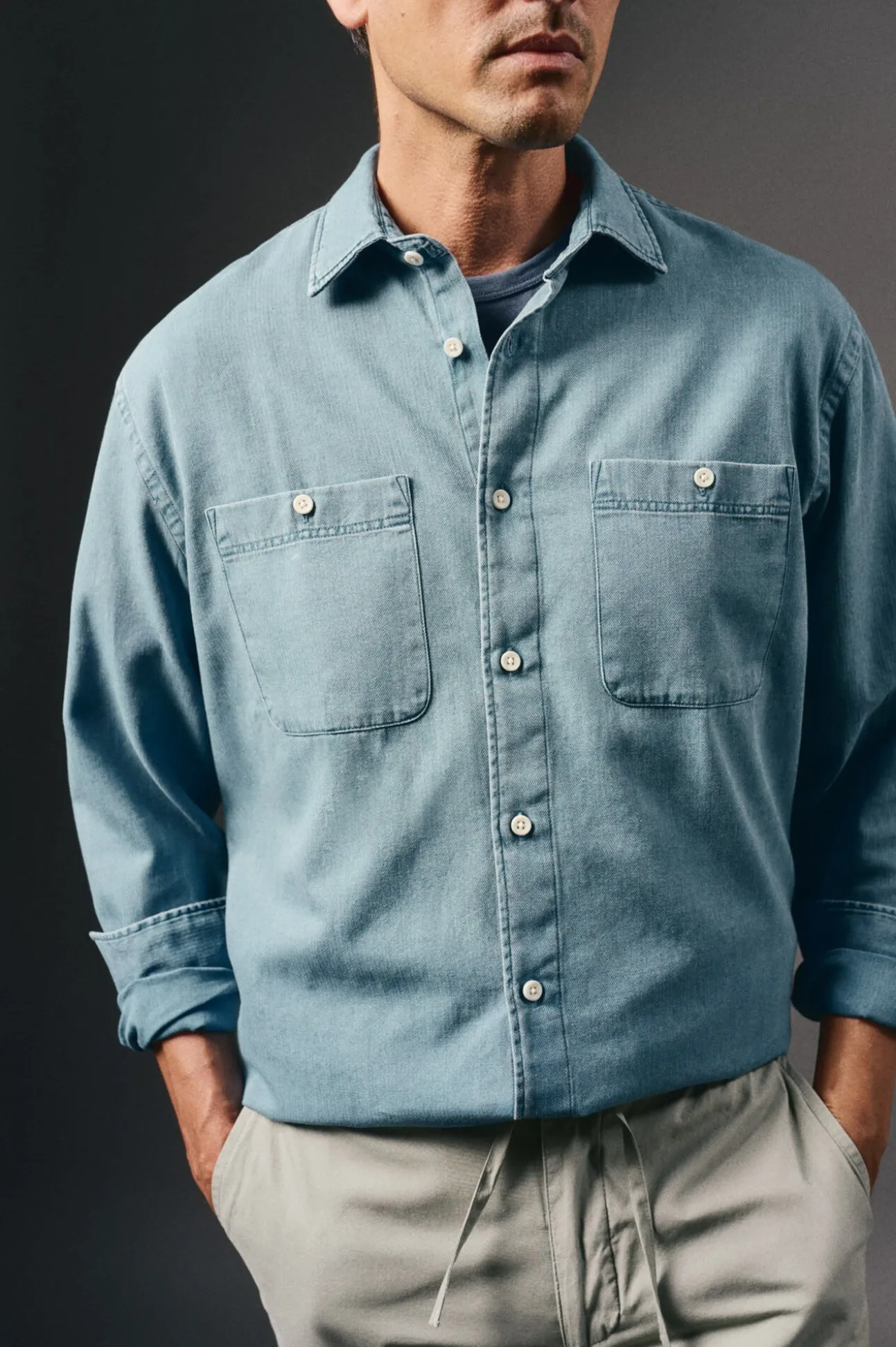 Camisa vaquera tejido espiga