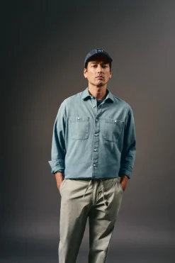 Camisa vaquera tejido espiga