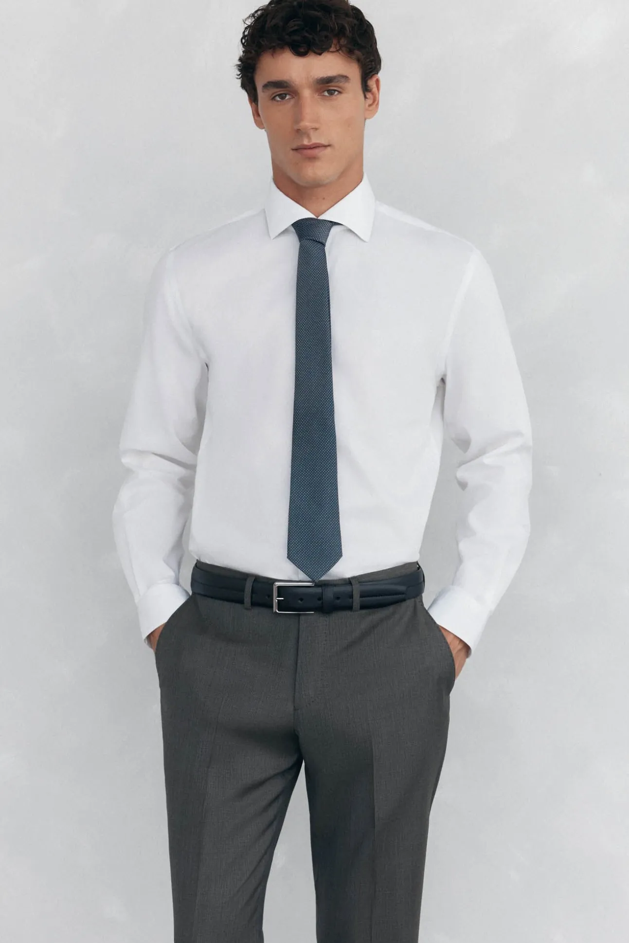 Camisa vestir estructura non iron + antimanchas slim fit