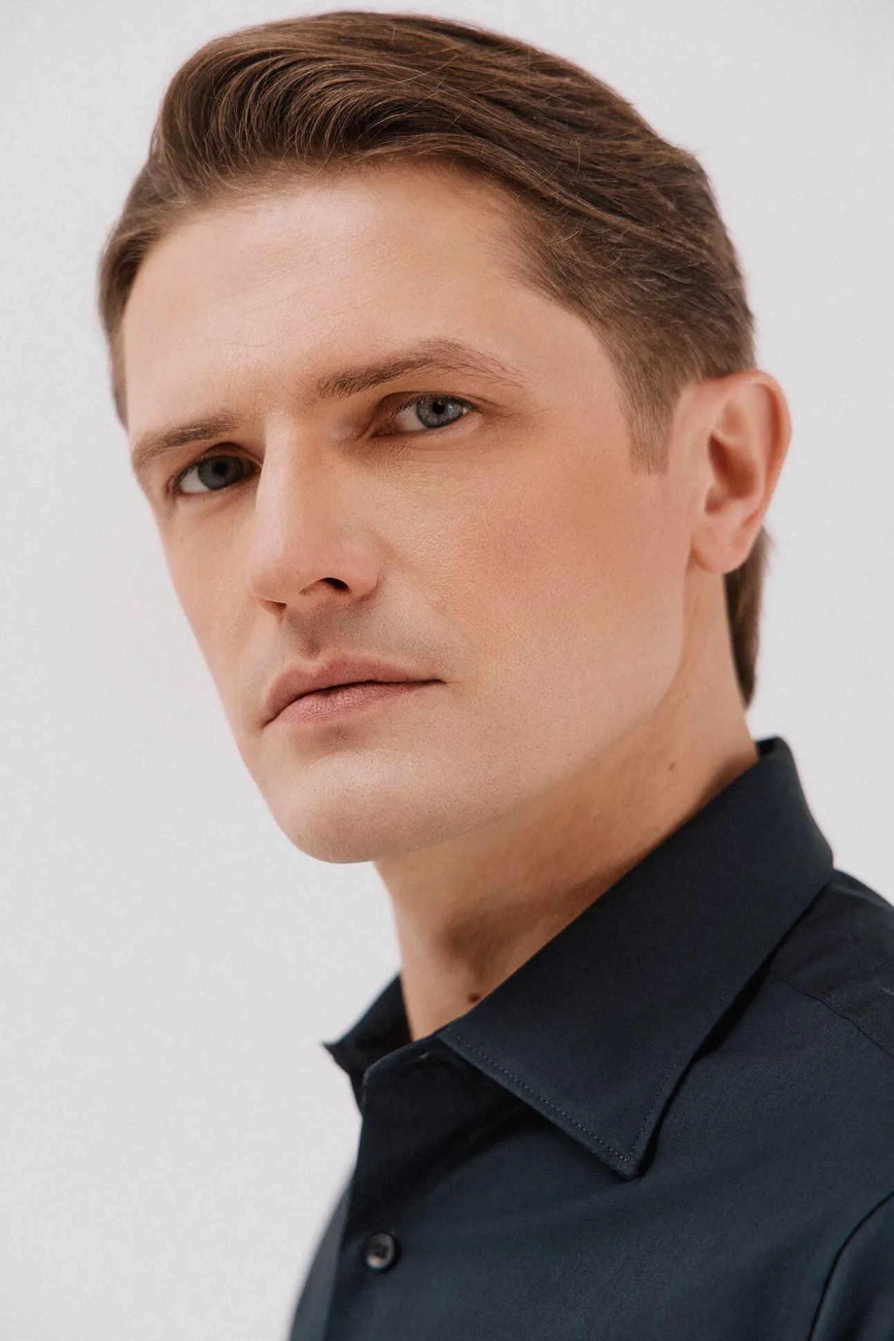 Camisa vestir lisa algodón tencel