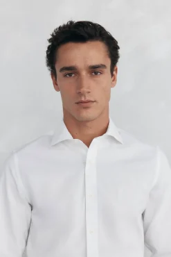 Camisa vestir lisa non iron + antimanchas slim fit