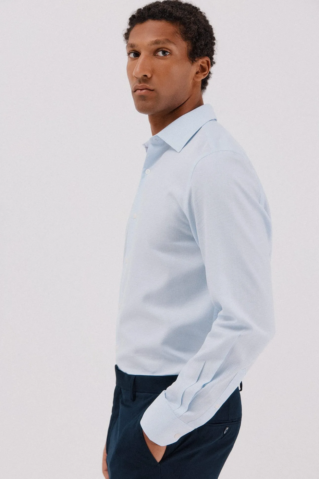 Camisa vestir pata de gallo algodón tencel