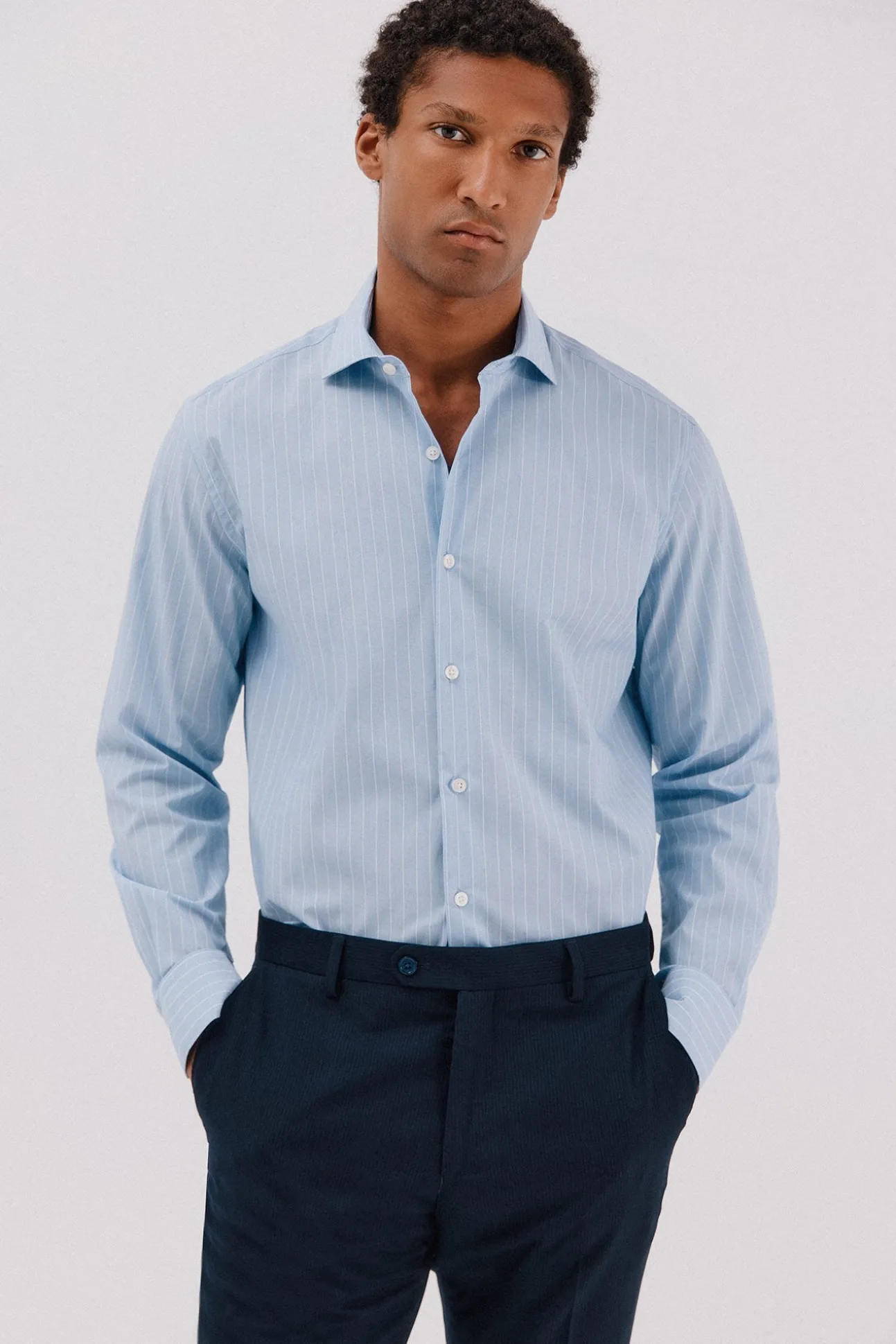 Camisa vestir rayas fácil plancha