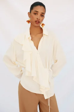 Camisa volante manga larga