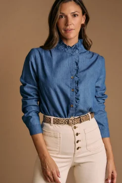 Camisa volantes denim Javiera