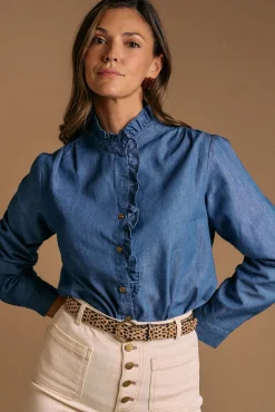 Camisa volantes denim Javiera