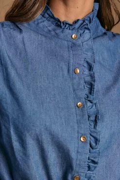 Camisa volantes denim Javiera