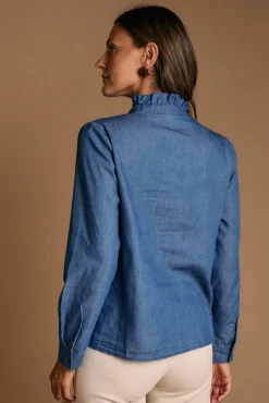Camisa volantes denim Javiera