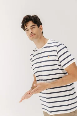 Camiseta básica bordado rayas