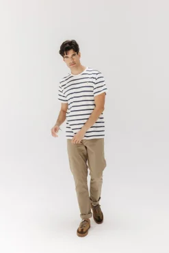 Camiseta básica bordado rayas