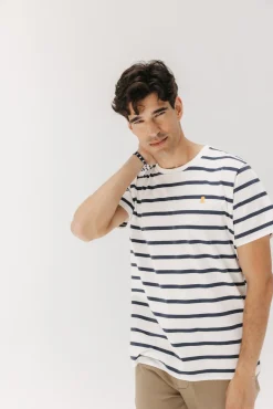 Camiseta básica bordado rayas