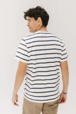 Camiseta básica bordado rayas