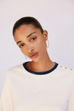 Camiseta básica botones dorados