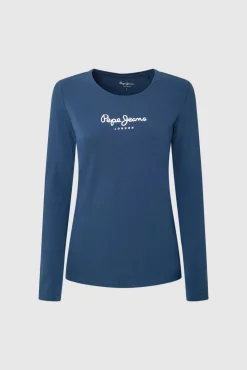 Camiseta básica manga larga logo frontal