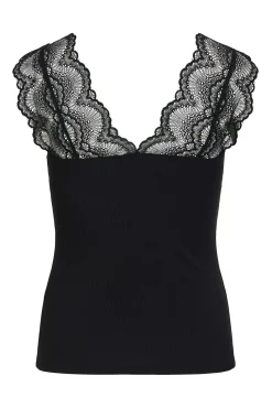 Camiseta canalé con encaje