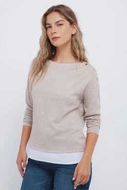 Camiseta combinada hombro botones