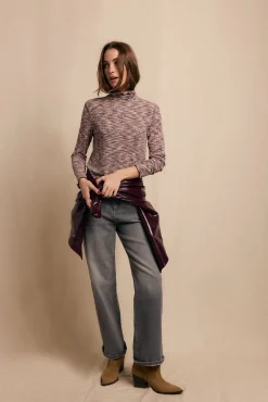 Camiseta cuello alto melange