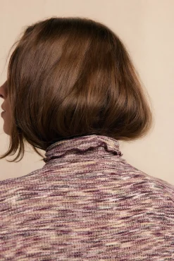 Camiseta cuello alto melange