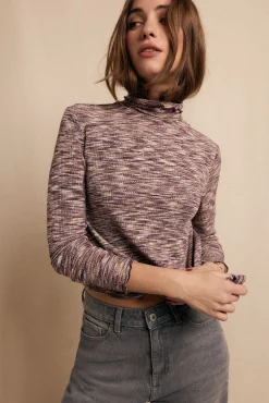 Camiseta cuello alto melange