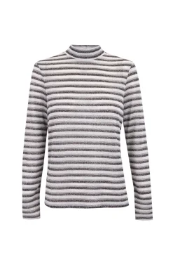 Camiseta cuello alto rayas lurex