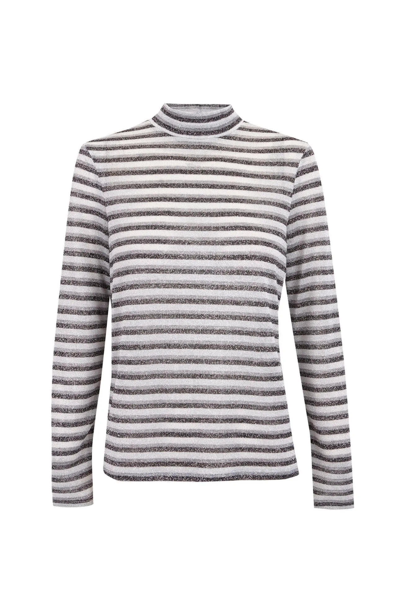 Camiseta cuello alto rayas lurex