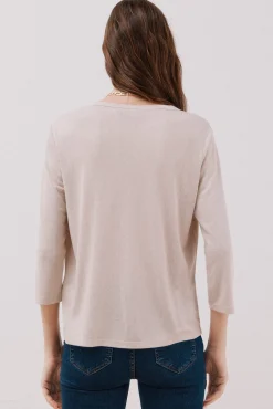 Camiseta cuello mao efecto lino