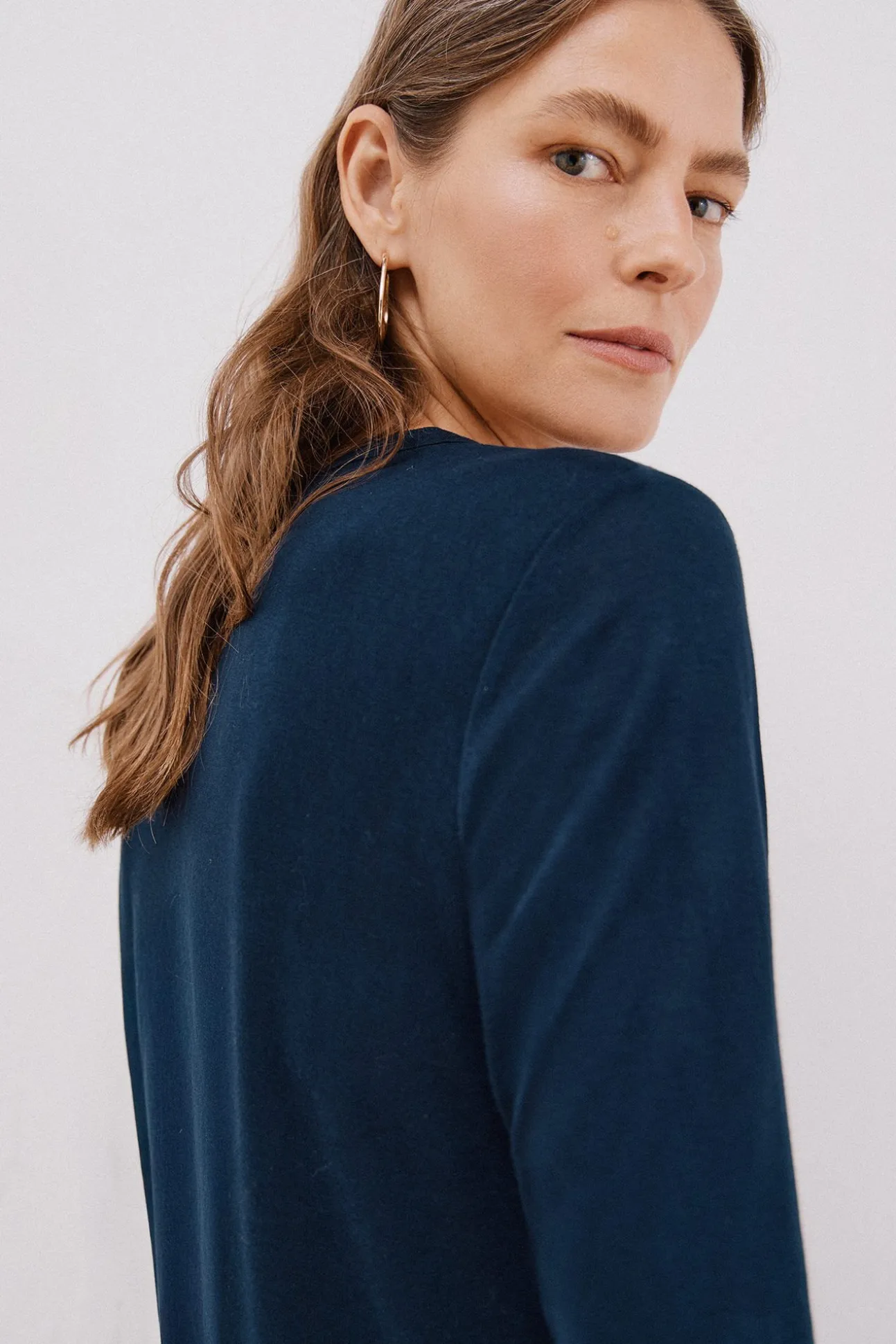 Camiseta cuello mao efecto lino