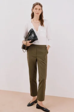 Camiseta cuello mao efecto lino