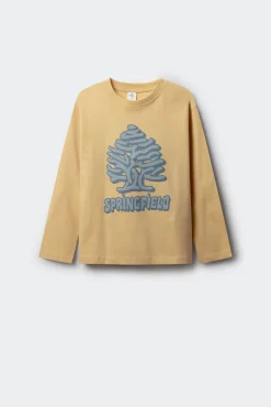 Camiseta de manga larga amarilla árbol niño