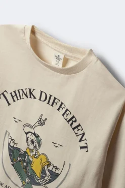 Camiseta de manga larga estampado calavera skater niño