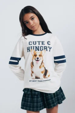 Camiseta de manga larga perro varsity niña