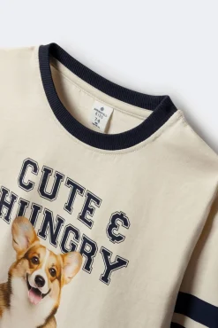 Camiseta de manga larga perro varsity niña