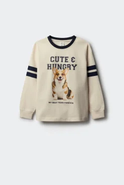 Camiseta de manga larga perro varsity niña