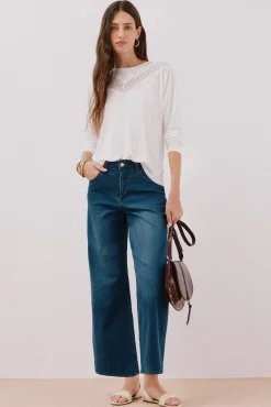 Camiseta detalle encaje floral