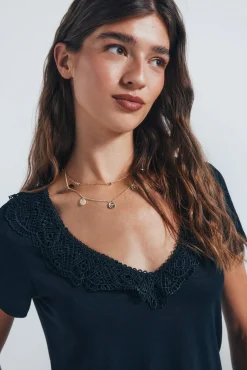 Camiseta escote crochet