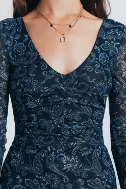 Camiseta gasa escote frunces estampada