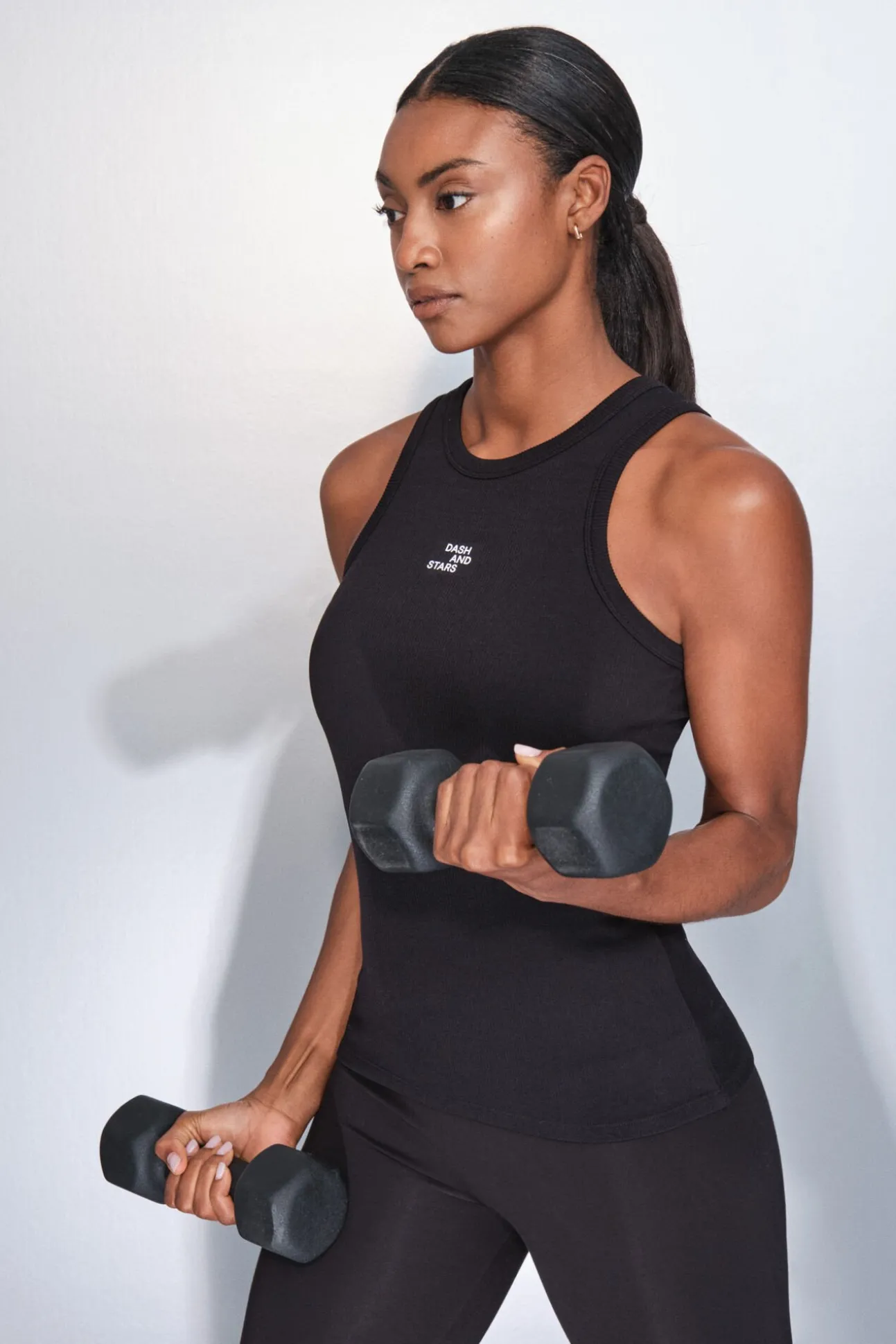 Camiseta halter algodón canalé negro