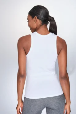 Camiseta halter algodón canalé blanco