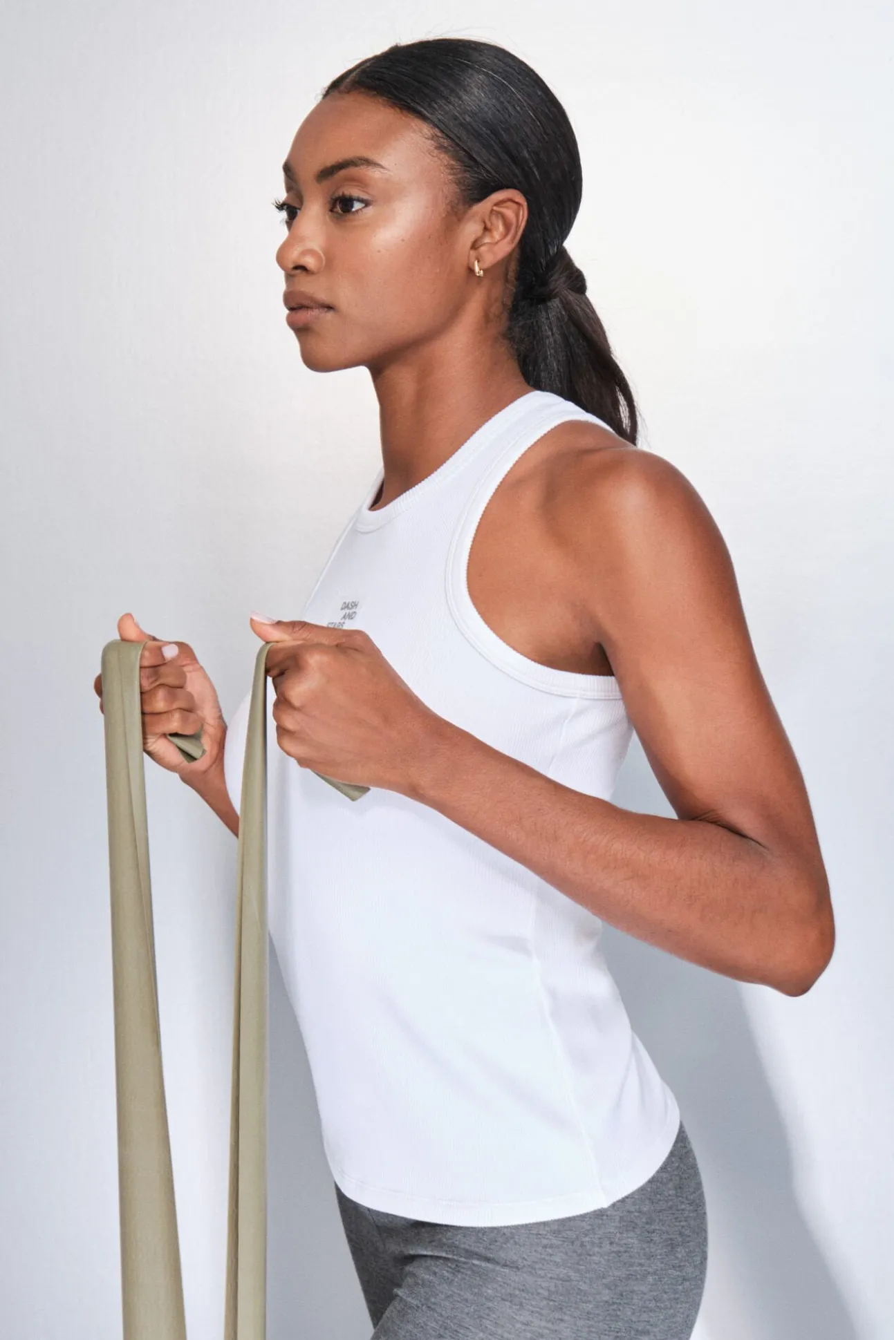 Camiseta halter algodón canalé blanco